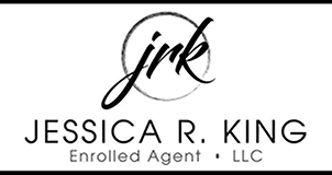 A black and white logo of jessica r. King